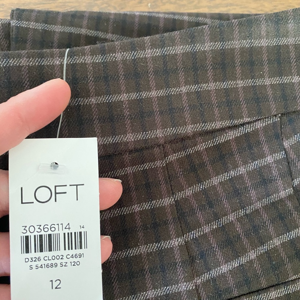 LOFT ankle trousers‎ slacks pants brown plaid - Picture 2 of 3